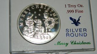 1988 Fox / Rabbit Merry Christmas Collectible.  999 Fine Silver 1oz Round Ag - 4 photo