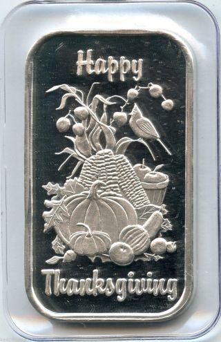 Happy Thanksgiving - 1 Oz Troy.  999 Silver Art Medal / Bar - Sab Kp579 photo