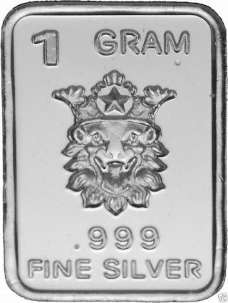 1 Gram Lion.  999 Pure Silver Bullion 2 photo