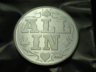All In Poker Player Marker 1/2 Oz Bullion.  999 Pure Silver & Bag - Lucky Coin photo