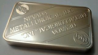 Rare Nmi Nevada Metallurgical Collectible Pressed 5 Oz.  999 Silver Bar photo