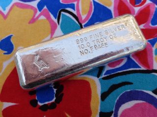 10 Oz.  Golden Analytical Numbered Ingot.  999 Fine Silver Old Pour photo