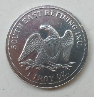 Silver Round Eagle 1 Troy Ounce.  999 Fine,  Offset Scales On Back,  1 3/4 