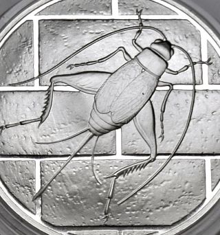 Cricket - - Good Luck Symbol Good Fortune Sterling Silver Coin Round photo