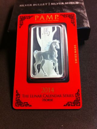 1 Oz Pamp Suisse Silver Bar - Horse (in Assay) photo