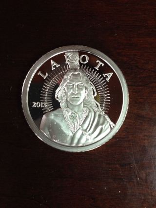 Proof Lakota Wide Reed Silver Uncirculated Round 2013 Limied photo