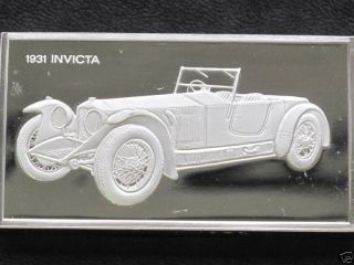 1931 Invicta S - Type Automobile Silver Art Bar 2 Troy Oz Franklin A0074 photo