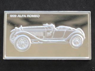 1929 Alfa Romeo 6c 1750 Automobile Silver Art Bar 2 Troy Oz Franklin A0147 photo