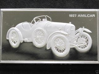 1927 Amilcar Automobile Silver Art Bar 2 Troy Oz Franklin A0109 photo