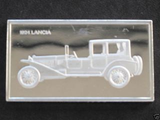 1924 Lancia Automobile Silver Art Bar 2 Troy Ounce Franklin A0161 photo