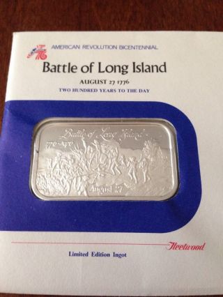 1776 Battle Of Long Island With Silver Bar (1264) 1 Troy Ounce W/stamp photo
