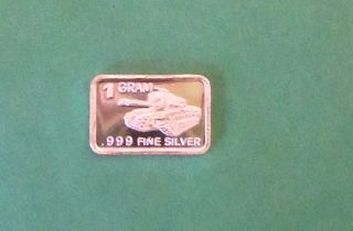 One 1 Gram.  999 Fine Silver Army Tank Bar photo