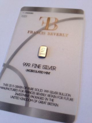Solid Silver.  999 Bullion - 5 Grain - Rare Edition - Gift photo