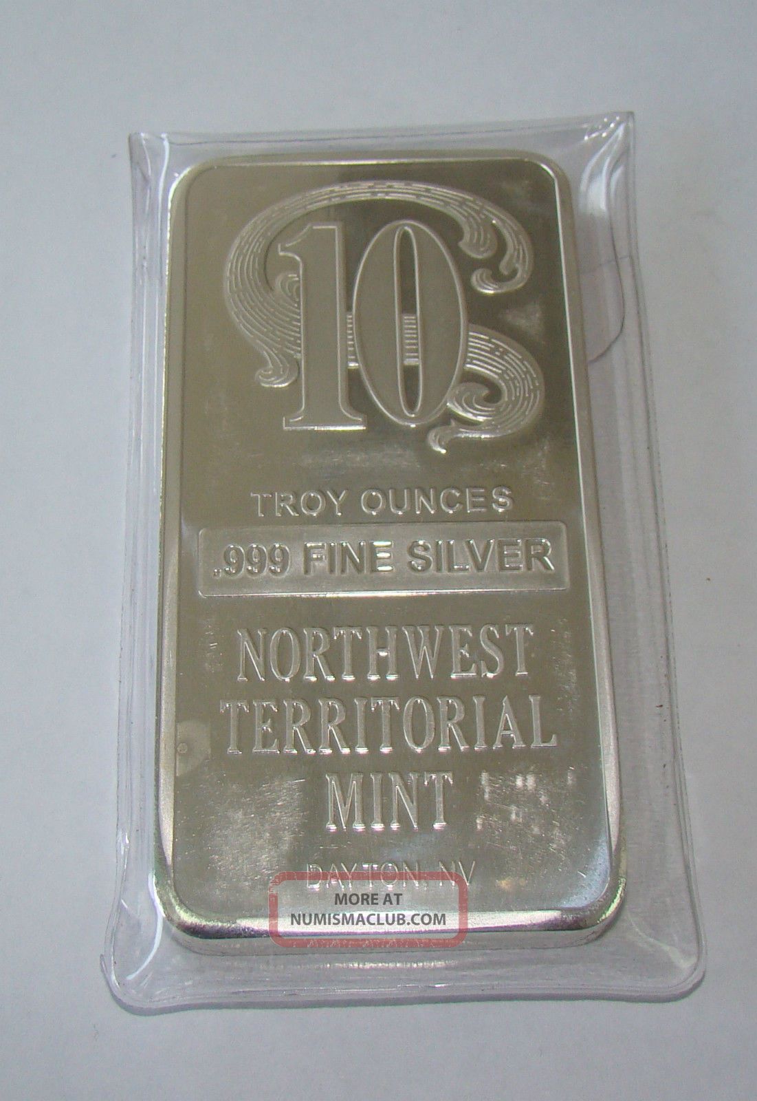 10 Troy Oz Northwest Territorial. 999 Fine Silver Bar