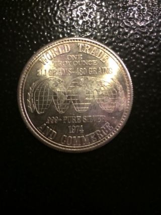 1974 The Universal Trade Unit World Trade 1 Oz.  999 Silver Round Coin photo
