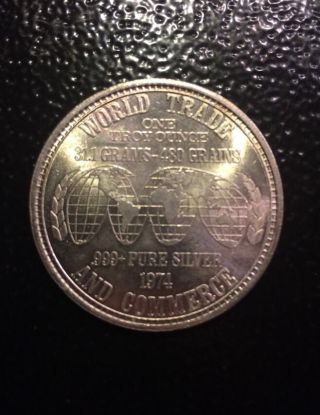 1974 World Trade And Commerce.  999 Fine 1 Oz Silver Round Coin photo