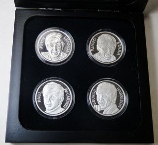 The Beatles (4) 1 Oz.  999 Silver Coin With Case Matched Serial Very Rare photo