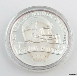 1996 Carolina Panthers One Troy Ounce.  999 Silver Division Champions Proof photo