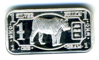 Pure.  999 Fine Silver American Tiger Gram Bar photo