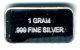 Pure.  999 Fine Silver American Tiger Gram Bar Silver photo 1