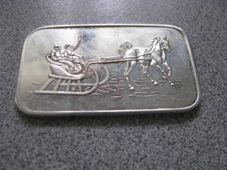 Sleigh Ride Old Silver Art Bar 1 Oz. .  999 Fine Silver Christmas photo