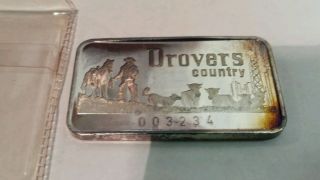 Vintage Drovers National Bank Of Chicago 1 Oz 999 Silver Bar Swiss Made Toned photo