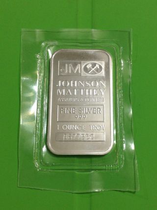 Johnson Matthey Assayers And Refiners.  999 One Troy Ounce Fine Silver Ingot photo