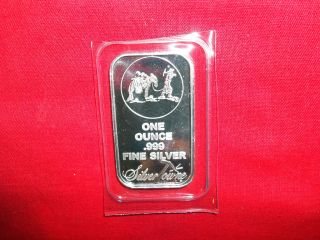 One Troy Ounce.  999 Fine Silver Bar,  Silvertowne Prospector,  Uncirculated photo