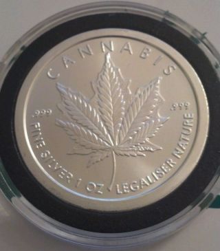 1 Oz.  999 Cannabis Silver Shield Series From Chris Duane Pot Weed photo