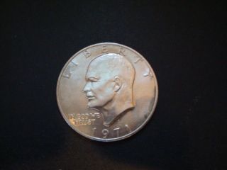 Silver Eisenhower Dollar 1971 Coin Round One Dollar Us Eagle photo