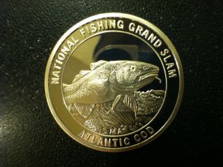 Atlantic Cod Grand Slam Fishing Club 1 Troy Oz.  999 Silver Round photo
