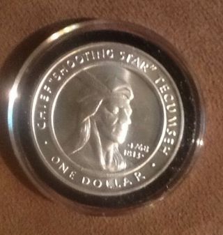 2002 Chief Shooting Star Tecumseh $1 Dollar 999 Fine Silver Coin Shawnee photo