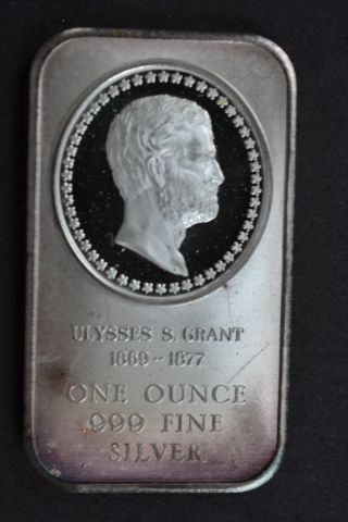 1869 - 1877 Ulysses S.  Grant 1 Ounce.  999 Fine Silver Art Bar Madison photo