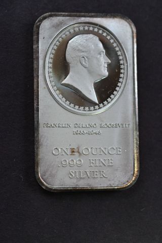 Franklin Delano Roosevelt 1 Ounce.  999 Fine Silver Art Bar Madison photo