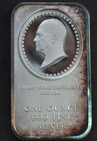 1953 - 1961 Dwight David Eisenhower 1 Ounce.  999 Fine Silver Art Bar Madison photo