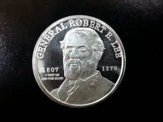 1oz Silver Round General Robert E.  Lee.  999 Purity 1807 1870 photo
