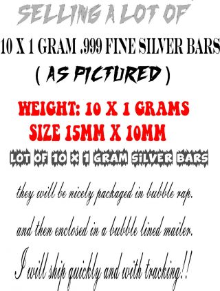Sheet Of 10 1 Gram.  999 Fine Pure Solid Silver Bar / Freemasonry Masonic Mason photo