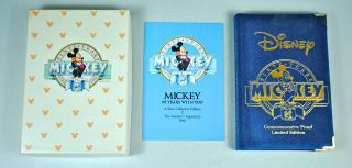 1988 Disney Mickey Mouse 60 Sixty Years 1 Troy Oz.  999 Fine Silver Mib photo