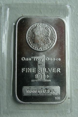 Morgan Dollar Design 1 Troy Oz.  999 Fine Silver Bar,  Silver Bullion photo