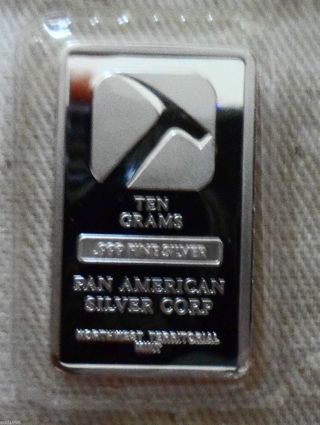 10 Gram Pan American.  999 Silver Bullion Bar From photo