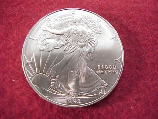 1998 United States $1 Silver Eagle - 1 Troy Ounce Bu Silver Coin - - No Res. photo