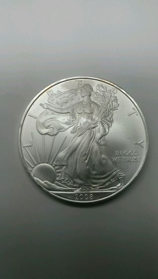 2008 Bu American Silver Eagle Dollar - Usa Made 1 Oz.  999 Silver Coin photo