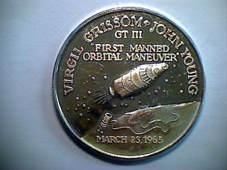 Silver Bullion : Us Space Program,  Gemini 3 Motif,  1oz Pure Silver photo
