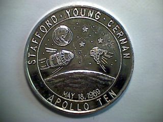 Silver Bullion : Us Space Program,  Apollo 10 Motif 1oz Pure Silver photo
