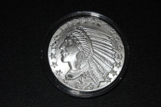 1 - Oz Silver 1929 Indian Silver Round - Incused Design - Slick Looking photo