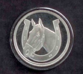 Silver Round Horse Horseshoe Animal Medallion Love Good Luck 4h Pony @ R_and_l photo