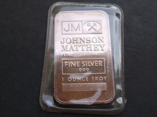 Johnson Matthey 725452 One Troy Ounce.  999 Fine Silver Bar Silver Bar Aa - 345 photo