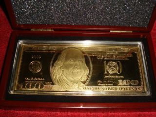 2009 The Washington Proof $100 Bill.  1 Oz. .  999 Silver Layered In 24k Gold photo