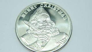 2001 Merry Christmas Santa Checking His List 1oz.  999 Fine Silver Ag139 photo