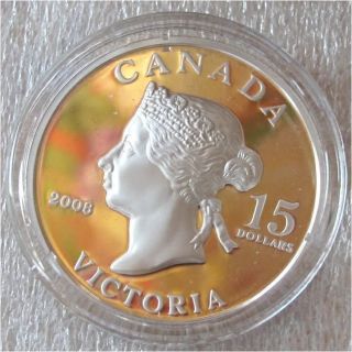 2008 Canada Vignettes $15 Dollars Silver Coin,  Victoria Early Early Strike 3497 photo